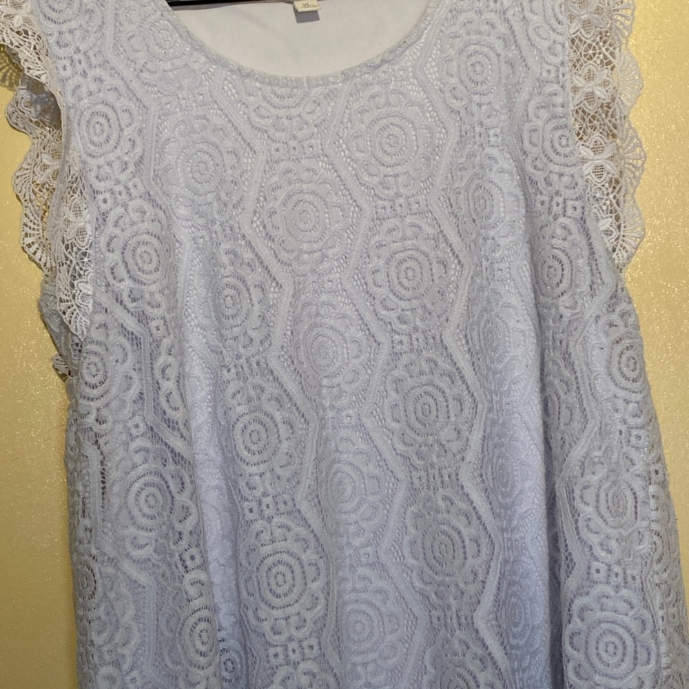 Cato XL White Lace Blouse Sleeveless Floral Crochet Top Elegant Layered Shirt